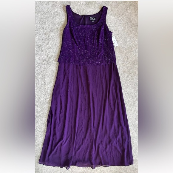 Alex Evening Glitter Jacquard Knit Jacket Dress w/ Mandarin Neckline 16W NWT